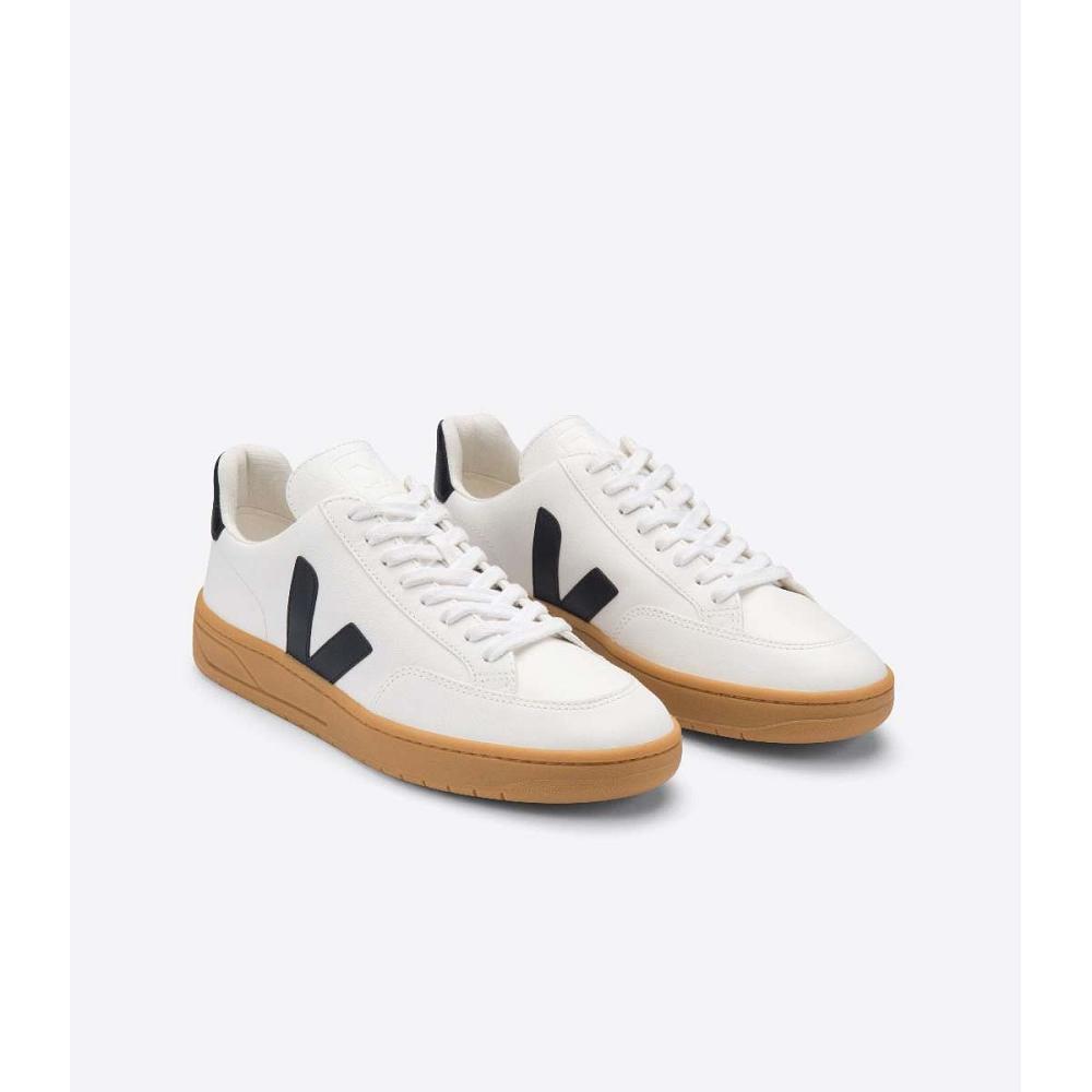 Veja V-12 LEATHER Sneakers Dames White/Black | BE 667CTV